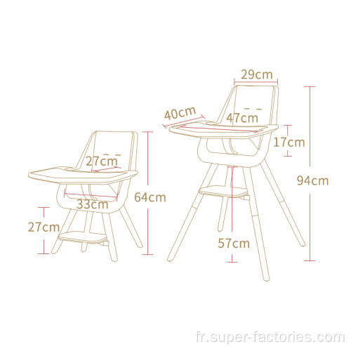 Chaise haute pour enfants 3-en-1 de bonne qualité